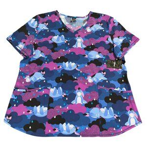 Disney Eeyore Scrub Top Sz XL Extra Large Women’s New w/  Tags Purple Stretch
